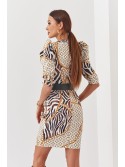 Kleid mit Kugeln und Animal-Print, Creme, 03008 – Online-Shop – Boutique